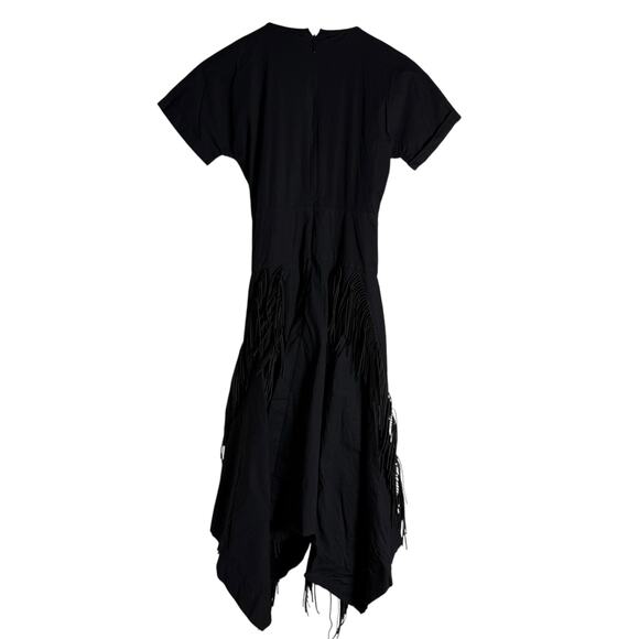 Bibhu Mohapatra Black Cutout Fringe Midi Cocktail Dress Sz 4 - Picture 16 of 16